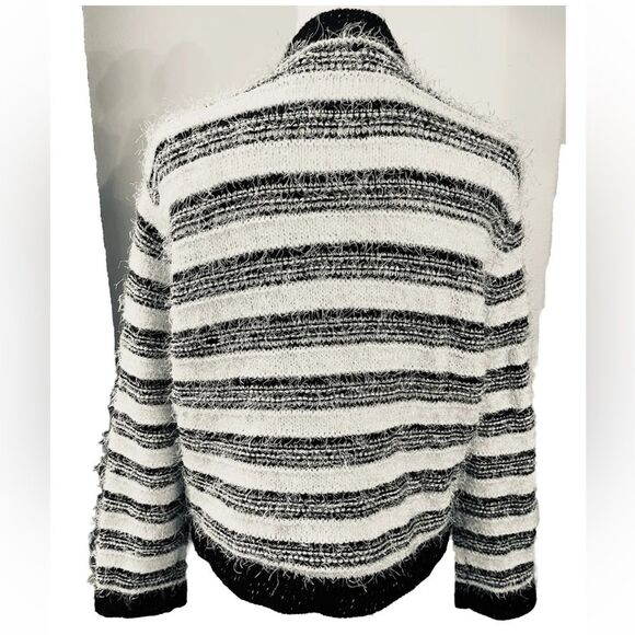 Calvin Klein Cropped Sweater Cardigan Size S Black/white Grandma Laches Soft - Picture 3 of 4